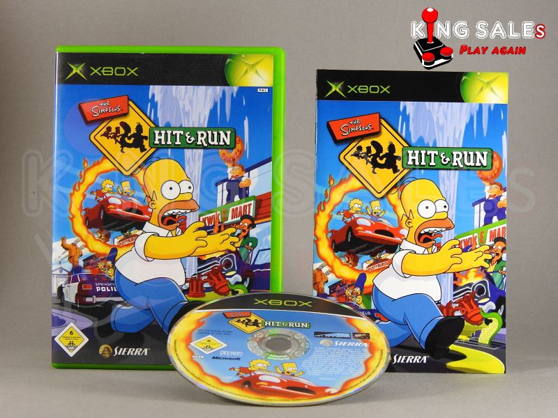 Xbox Videospiel The Simpsons Hit & Run Hülle mit Anleitung und Disc